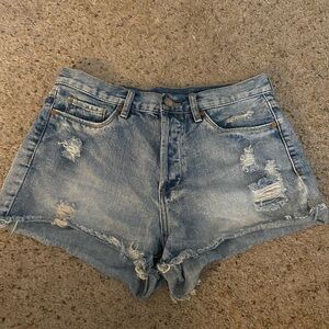 Blue denim shorts. Worn once.